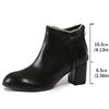New 2025 Autumn Women's Ankle Boots PU Black Beige Chunky Heel Round Toe Short Boots Elegant Botines Mujer Comfortable Size35-42