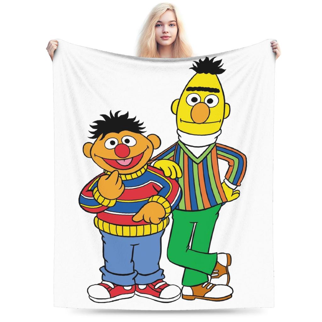 Sesame Street Tango Elmo & Grover Pattern Knitted Blanket Fleece  Warm Throw Blanket for Bed Bed Rug