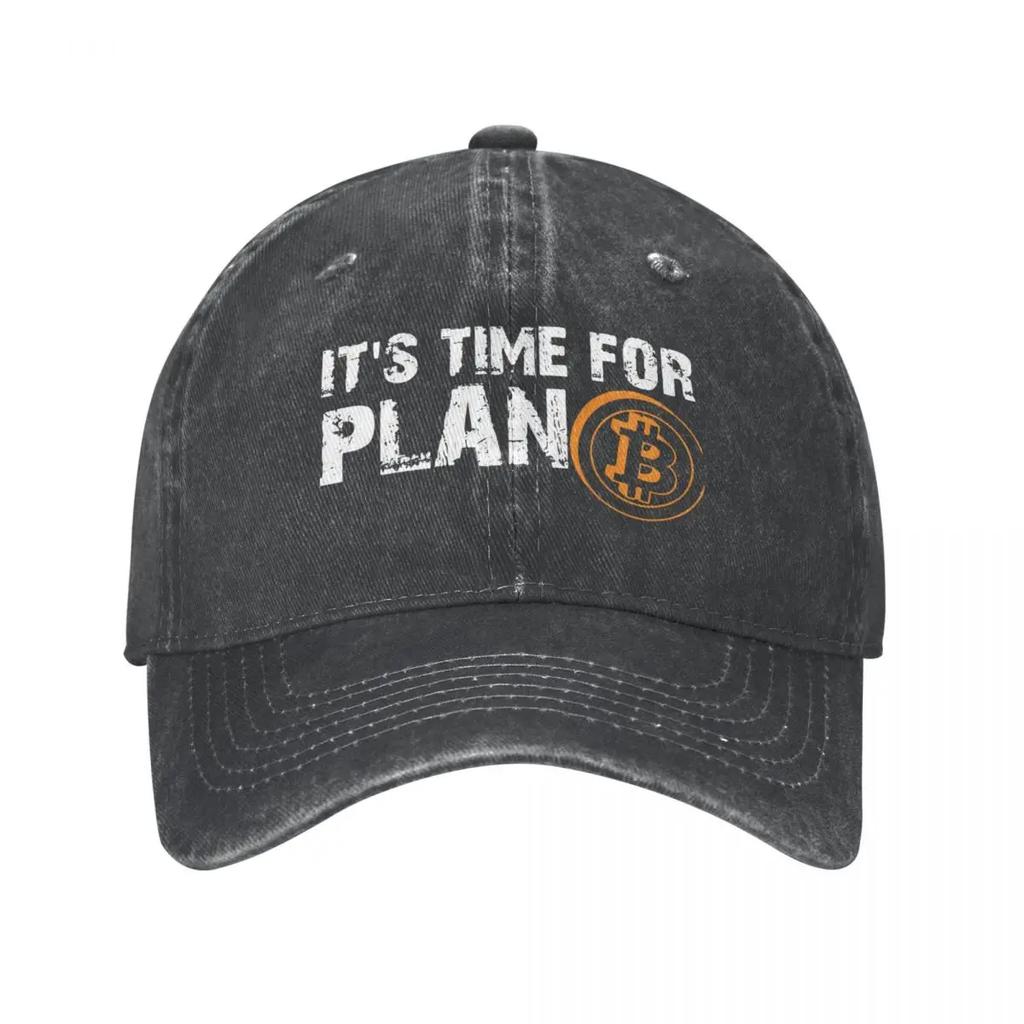 Denim It's Time For Plan B Bitcoin BTC Crypto Currency Baseball Caps Dad Cowboy Hats Blockchain Geek Cap Hats