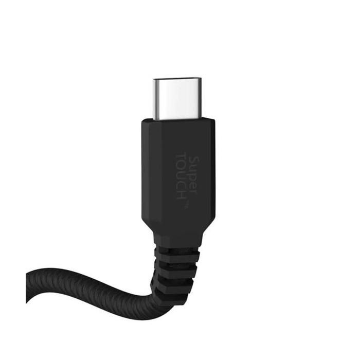 Chargeur de voiture - Supertouch - 2x USB-A - Câble USB-C - Noir