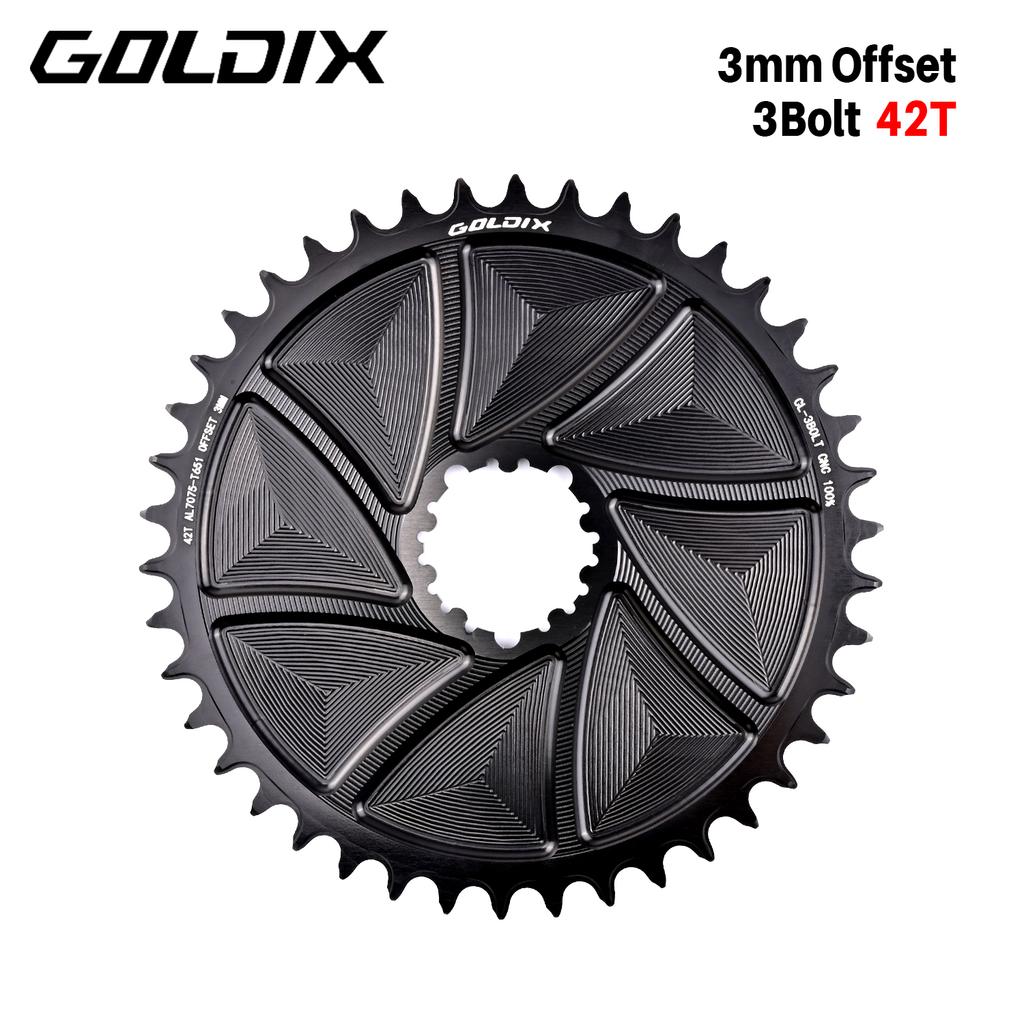GOLDIX AERO Звезда шатуна 3-болтовая смещение 3 мм Велосипедная звезда Широкие и узкие зубья CNC Полая резка Обработка для 3-болтового шатуна