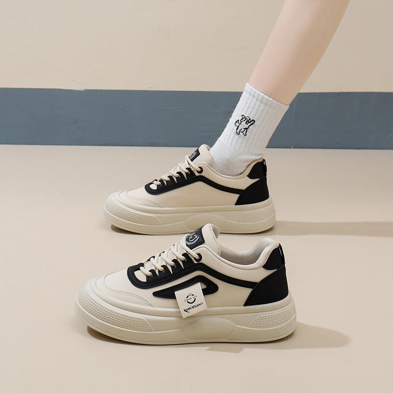 2025 Spring Little White Shoes New Korean Version Ins Female Students Height Increase Platform Sports Board Shoes Casual Shoes Female Q2006