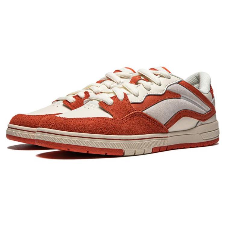 Li Ning Скользкие Низкие Кеды для Скейтборда Мужские Оранжево-Белые AEPU017-5