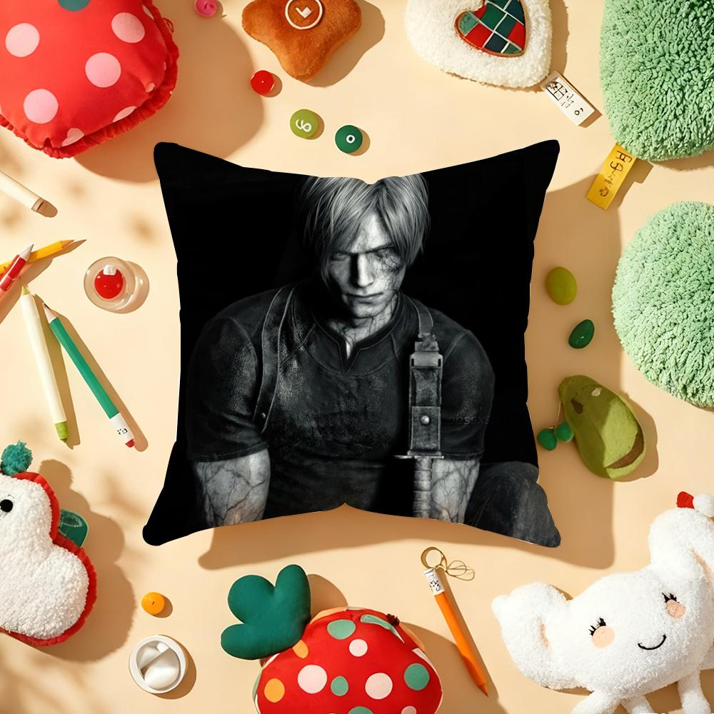 L-Leon K-Kennedy Cushion Cover Plush Fabric Soft Double-Sided Printed Sofa Warm Winter Home Gift Pillow Cover