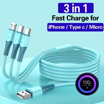 3 в 1 66 Вт кабель для быстрой зарядки 3A Type C кабель Micro USB для iPhone кабель для зарядки Samsung Xiaomi телефон зарядка USB шнур для передачи данных