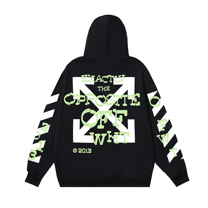1113 Off-White 2026 Autumn and Winter New OW Fluorescent Letter Arrow Pullover Men's and Women's Hooded Sweatshirt Sweatshirt