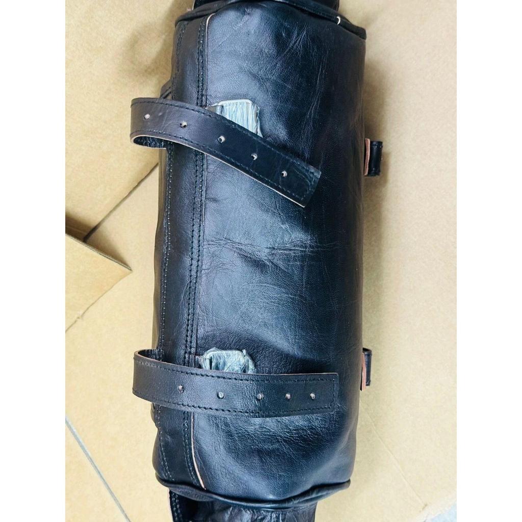 Tool Bag Motorcycle Leather Pouch Goat Strap Buckle Closure Roll Saddle Luggage