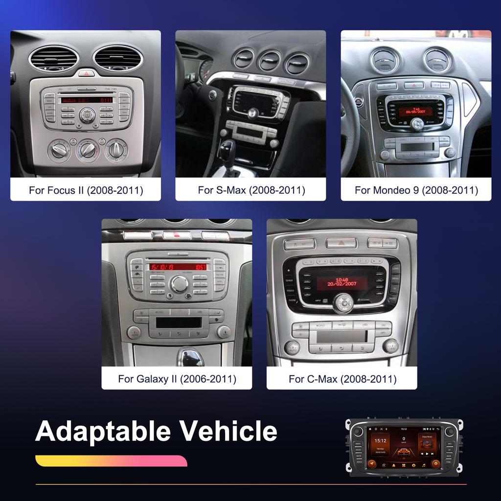 Podofo 2+64 ГБ Беспроводной Carplay AndroidAuto Автомагнитола Автомобильный Видеоплеер GPS Для Ford Focus Mondeo C-MAx S-MAX Galaxy Il Kuga