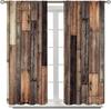 Rustic Vintage Wood Plank Blackout Curtain 2 Panels Aged Rough Wooden Board Texture Print Window Drape Warm Cabin Living Room