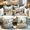 Festive Christmas Scene Pillowcases: Winter Wonderland Designs for Cozy Holidays Sofas, Bedroom Pillow Covers, Holiday Gifts