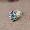 Oyster Copper Turquoise Pear Gemstone Ring 925 Sterling Silver Statement Ring Handmade Jewelry Bohemian Ring For Women