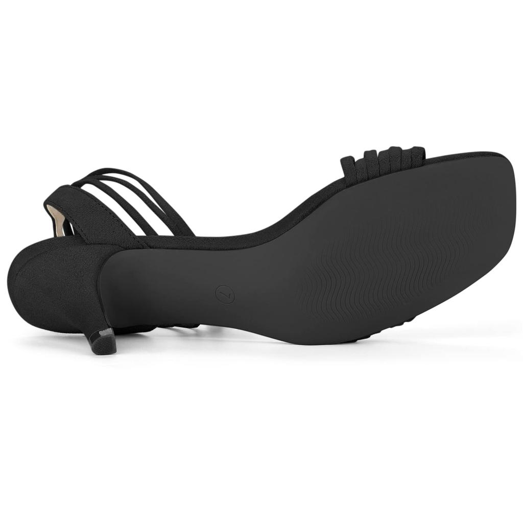 Allegra K Women's Lace-Up Sandals, Open Toe, Stiletto Heel, Black, Size 24.0 cm