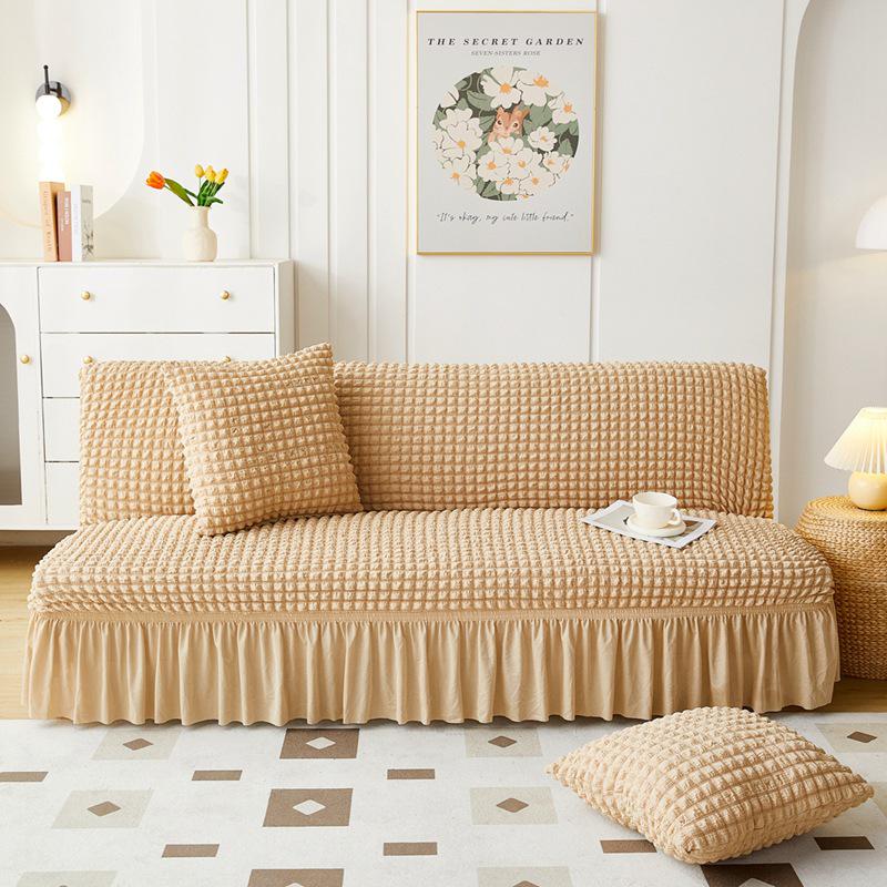 Чехол для дивана-кровати из однотонной ткани Seersucker, без подлокотников