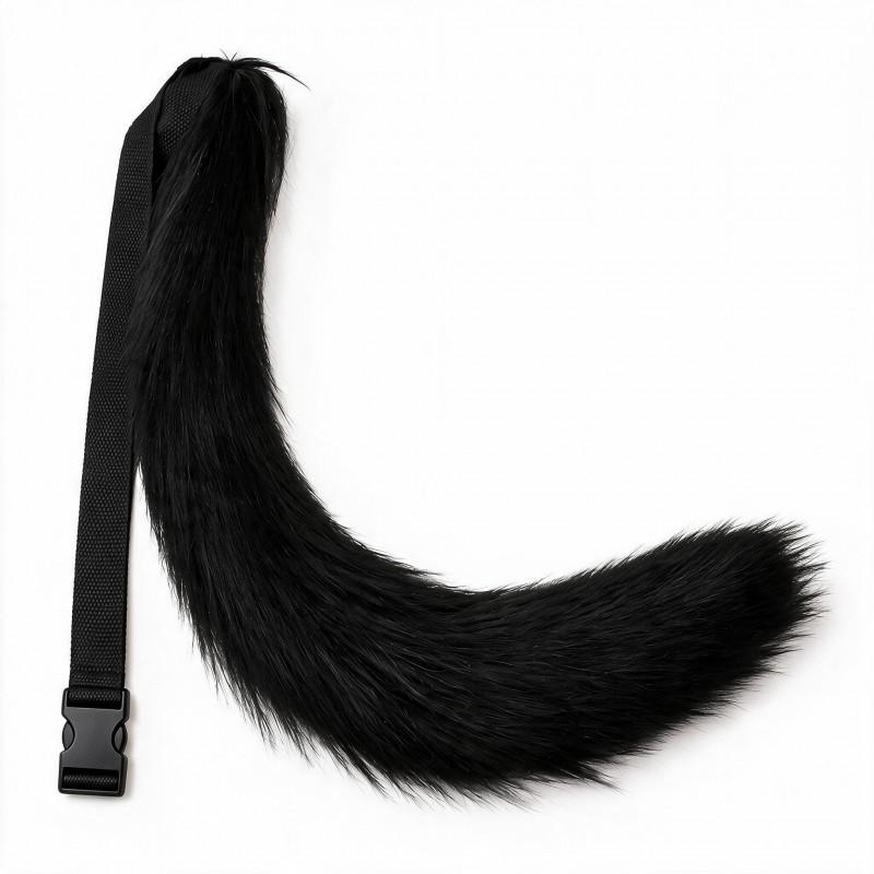 Furry Fox Tail Cosplay Prop Adults - Black White Gradient Brown Tip Solid Colors Anime Convention Party Costume Accessory