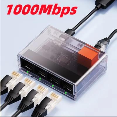 1000 Мбит/с 5-портовый коммутатор Ethernet Gigabit Ethernet Smart Switcher RJ45-хаб Интернет-сплиттер для роутера ПК LAN Полный/полудуплекс