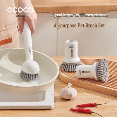 Креативный вращающийся набор щеток для мытья посуды и кастрюль с длинной ручкой и функцией дозирования жидкости для эффективной уборки кухни