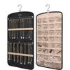 Hanging Jewelry Organizer, Necklace Holder Anti-tangle Earrings Rings Hanger Travel Storage Roll with Pockets Hang On Closet, Wall, Door