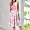 Women's Fashionable Round Neck Sleeveless Printed Casual Pullover Mid Length Dress