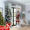 2pcs 2D Flat Printing Merry Christmas Popular Party Window Curtains Merry Christmas Snowing Santa House Fabric Without