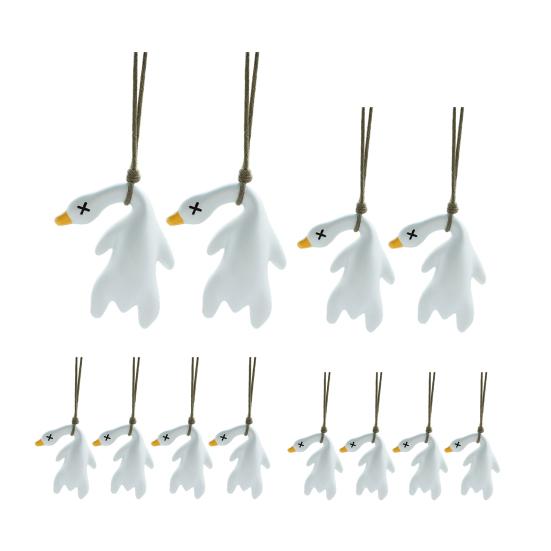 4Pcs Roast Duck Car Pendant Color Changing Duck Swing Ornament UV Temperature Indicator Cute Rearview Mirror Pendant Home Office Decor