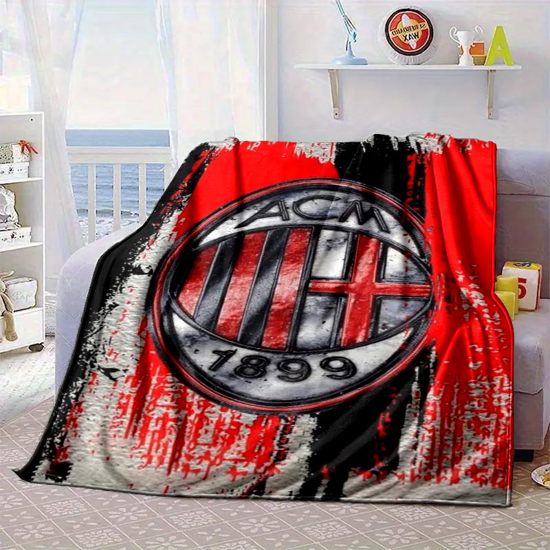Ac Football Club Blanket Flannel Blanket for bed, sofa, Camping, Hiking, Picnic Essentials, gift for family Fan gifts