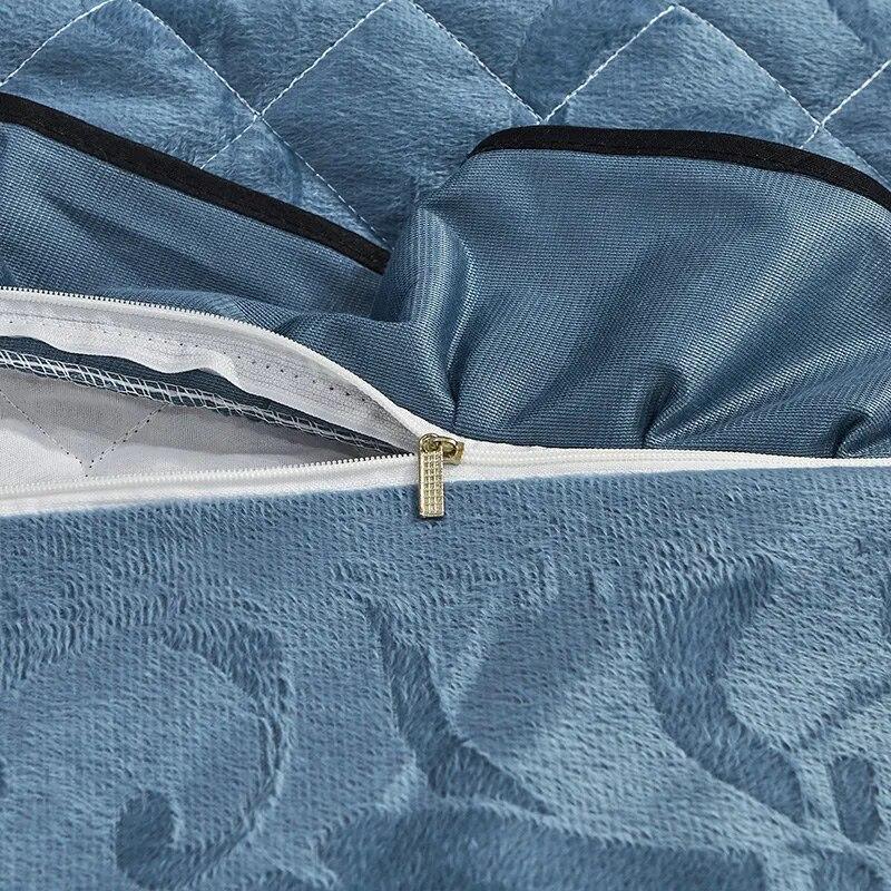 Стеганый бархатный пододеяльник, комплект двуспальной кровати 220x240, королевский размер, кружевное роскошное пододеяльник с вышивкой, однотонные 2 наволочки, мягкие