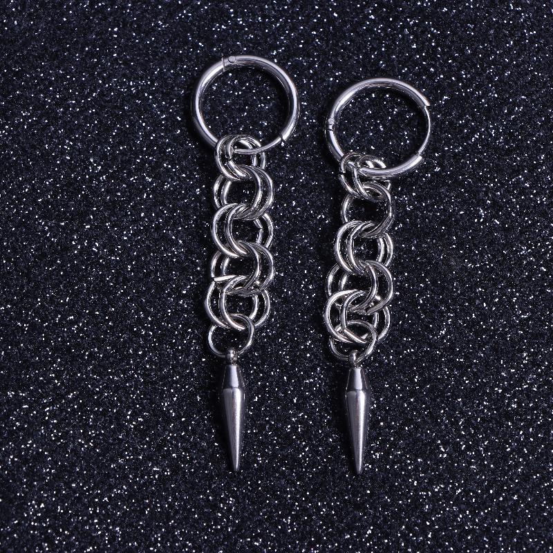 Готические панк серьги-кольца с шипами из нержавеющей стали, подвеска для унисекс Y2K, серьги-подвески с цепочкой и кисточкой