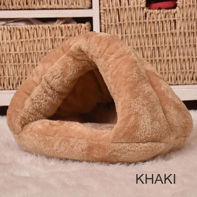 Треугольное гнездо для кошек и собак, зимний утолщенный и теплый коврик для домашних животных, монгольская юрта, полузакрытый спальный мешок, принадлежности для отдыха домашних животных