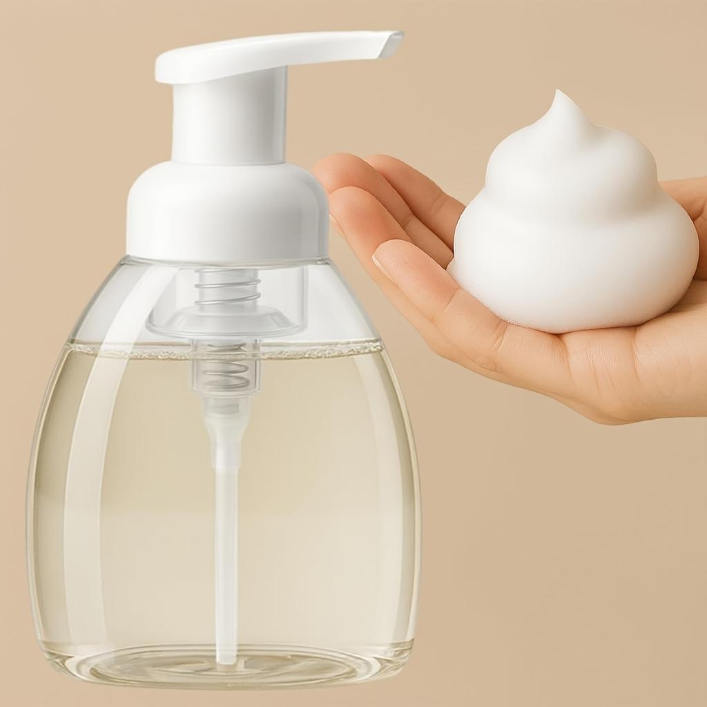 Clear 8.5oz Foaming Soap Pump Bottle, 8.45oz Empty Refill Dispenser for Home & Bathroom Use