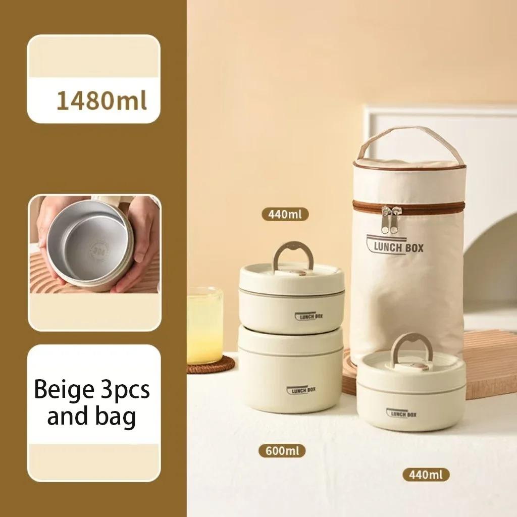 Portable Insulated Lunch Box 304 Stainless Steel Insulated Bucket Lunch Box Insulated Box For Office Workers