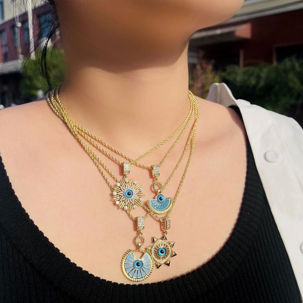 Necklace Copper Gold Plated Necklace Turkish Devil'S Eye Pendant Personality Fashion Necklace Women