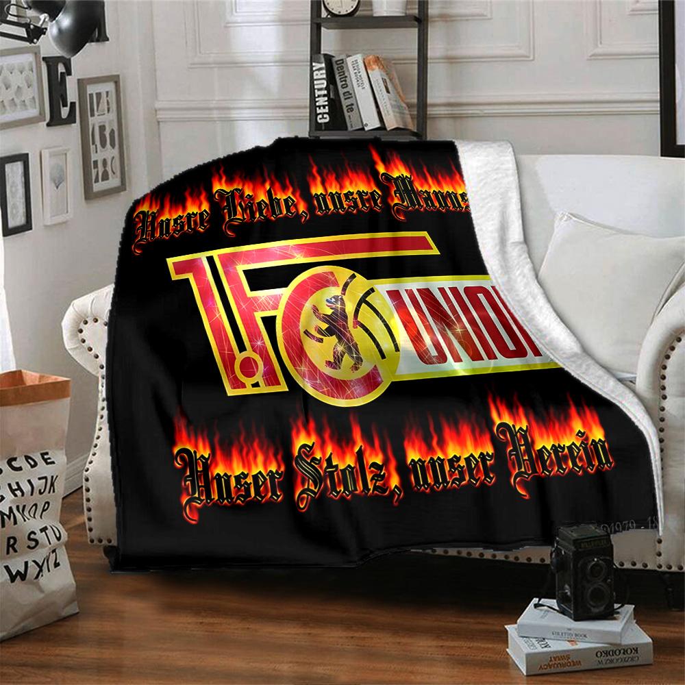 Union Football Emblem Flannel Blanket, Soft Polyester, Modern Design, All-Season for Camping, Travel, Gifts for holidays or birthdays