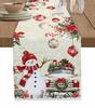 Christmas Silver Fir Leaves Snowflakes Wood Grain Linen Table Runners Kitchen Decoration Table Runner Festival Party Supplies