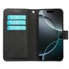 For iPhone 17 Pro Leather Case Line Pattern Wallet Phone Cover with 9 Card Slots