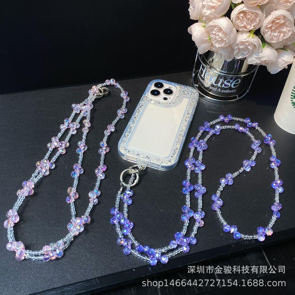 Цепочка для телефона Crossbody Хрустальные бусины Длинная цепочка Можно носить на спине Простая наплечная Ручная работа Цепочка Ins Бусины в форме капли Подвеска на сумку
