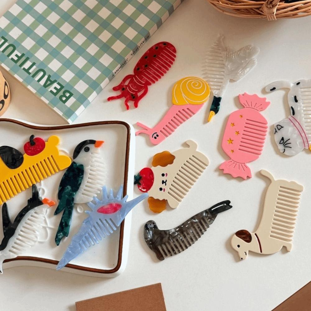 Acetic Acid Animal Acetate Comb Fruit Hairdressing Combs Hair Care Cartoon Makeup Comb Women
