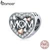 Подвеска BAMOER из стерлингового серебра 925 пробы в форме сердца на День благодарения подходит для оригинального браслета диаметром 3 мм