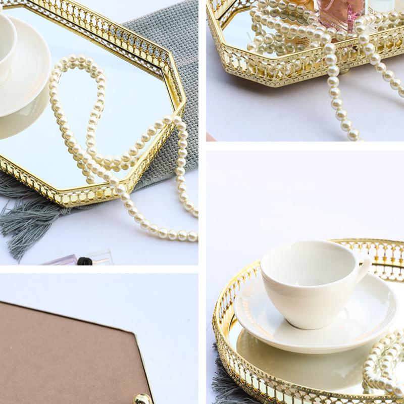 Поднос для хранения в скандинавском роскошном стиле, прямоугольный стеклянный зеркальный поднос для гостиной, бытовой металлический