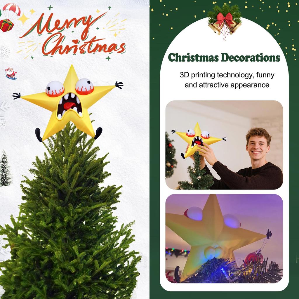 3D Printed Tree-top Star Christmas Tree Decoration, Ornament