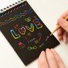 Kids Rainbow Colorful Scratch Art Kit Drawing Painting Paper Notebook with Drawing Stick Gift