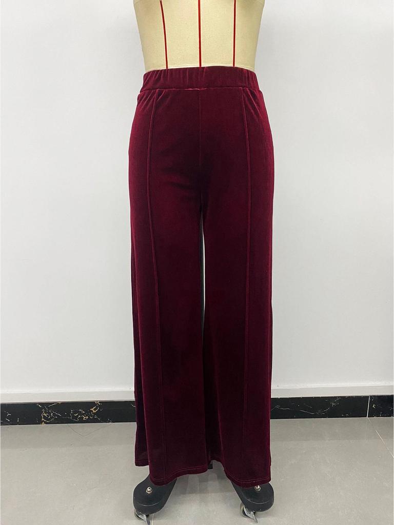 Летние европейские и американские бархатные брюки с высокой посадкой и широкими штанинами для женщин