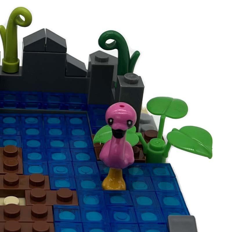 Moc Natural Scenery Scene Animals Turtle / Flamingo Diy Small Particle Building Blocks - Diy Assembly Creative Toy Gift