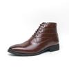 Модный итальянский бренд Мужские высокие ботинки до щиколотки Британский стиль Коричневые мужские деловые туфли Высококачественная кожа Повседневная обувь