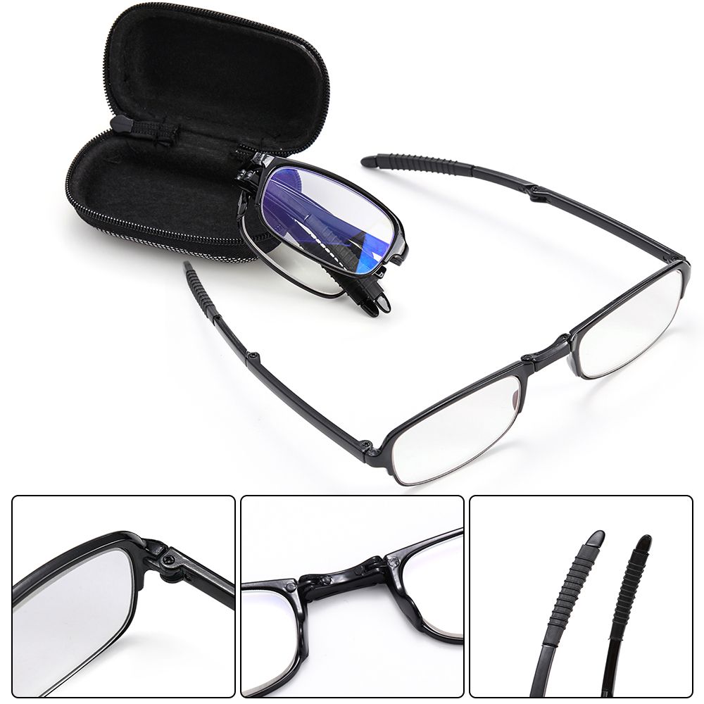~ 4.0x Eyewear Lightweight Portable Reading Glasses with Zipper Case Folding Presbyopic Glasses