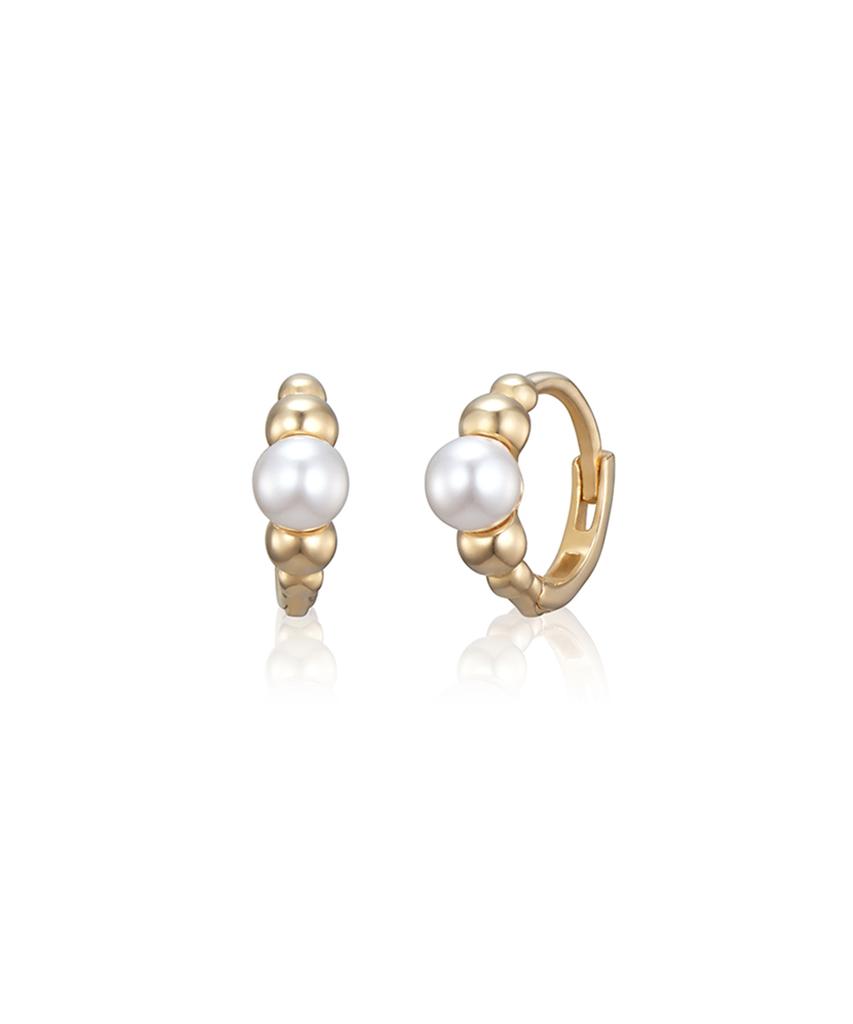 Серьги-кольца Akarki 14K с рунами и жемчугом, застежка-щелчок