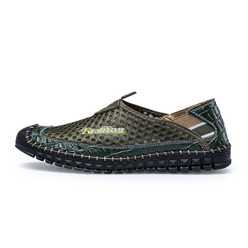 Мода XiaGuoCai 2017 Новые водонепроницаемые мужские мокасины Slip-on Fashion Car Натуральная кожа Мужская повседневная обувь Летняя сетчатая дермальная L47 35