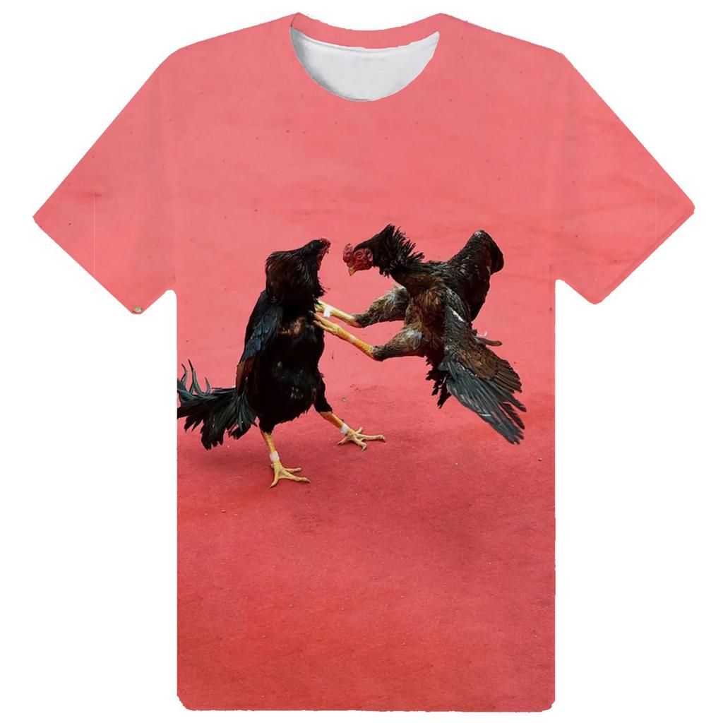 Летний топ с круглым вырезом и принтом «Петушиная игра», модные повседневные футболки с короткими рукавами для мужчин и женщин, для мальчиков и девочек, универсальные футболки