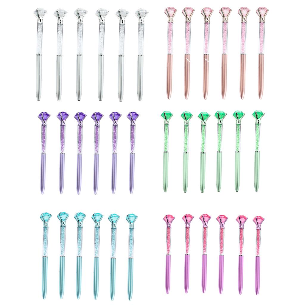 6Pcs Diamond Ballpoint Pen Big Diamond Pen for Women Girl Rhinestones Crystal Ballpoint Pen for Office Decoration