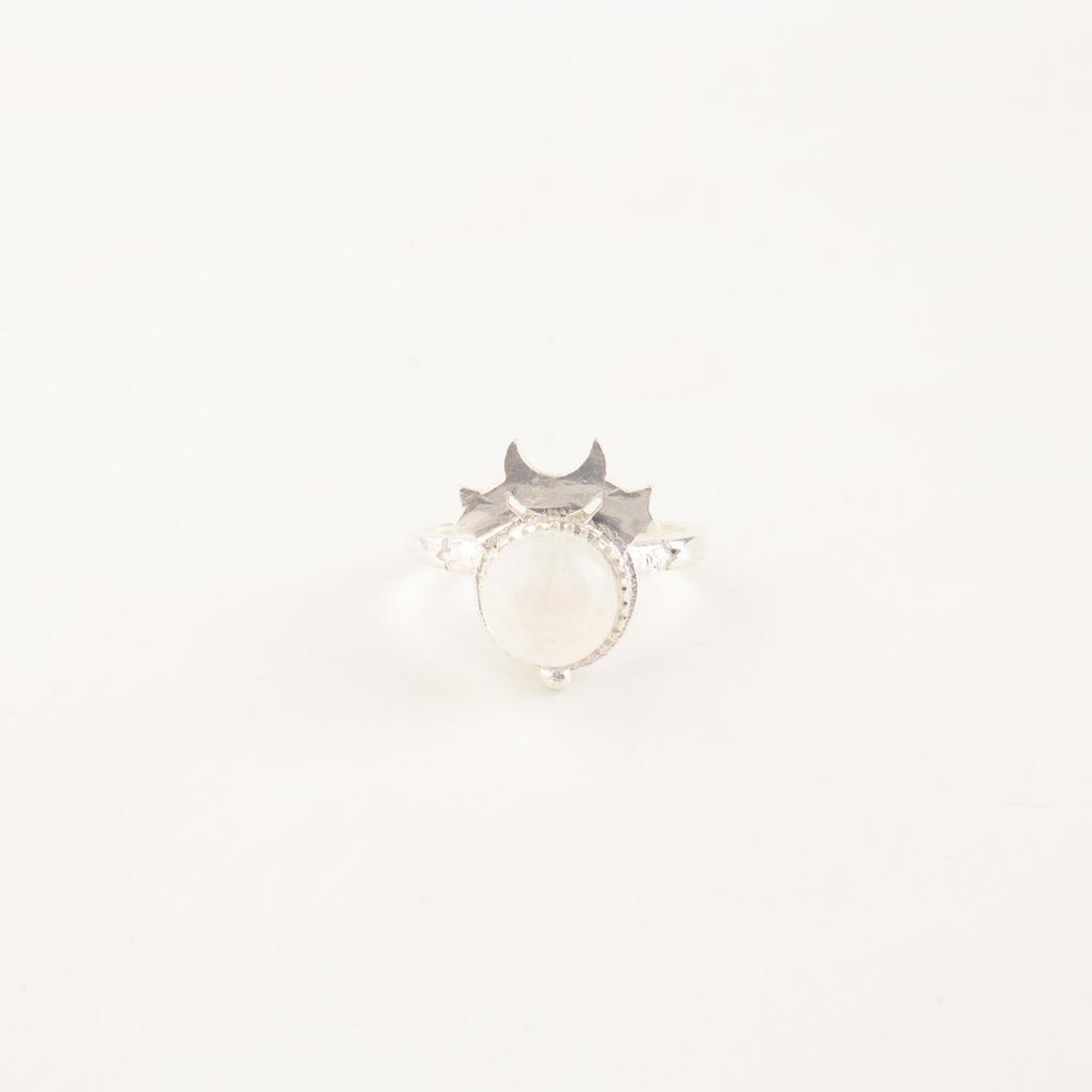 Natural Rainbow Moonstone Gemstone 925 Sterling Silver Jewelry Handcrafted Ring RR-67-27