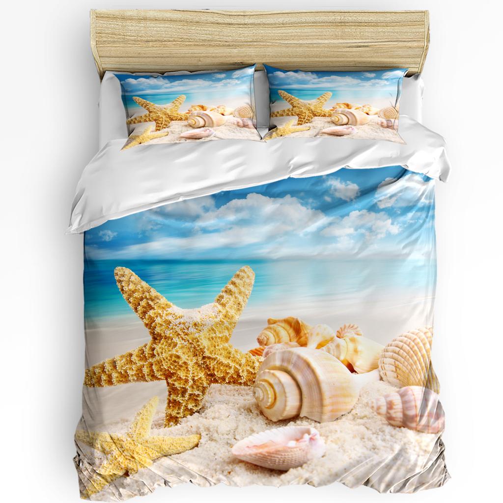 Beach Boat Houses Printed Comfort Duvet Cover Pillow Case Home Textile Quilt Cover Boy Kid Teen Girl Luxury 3pcs Bedding Set